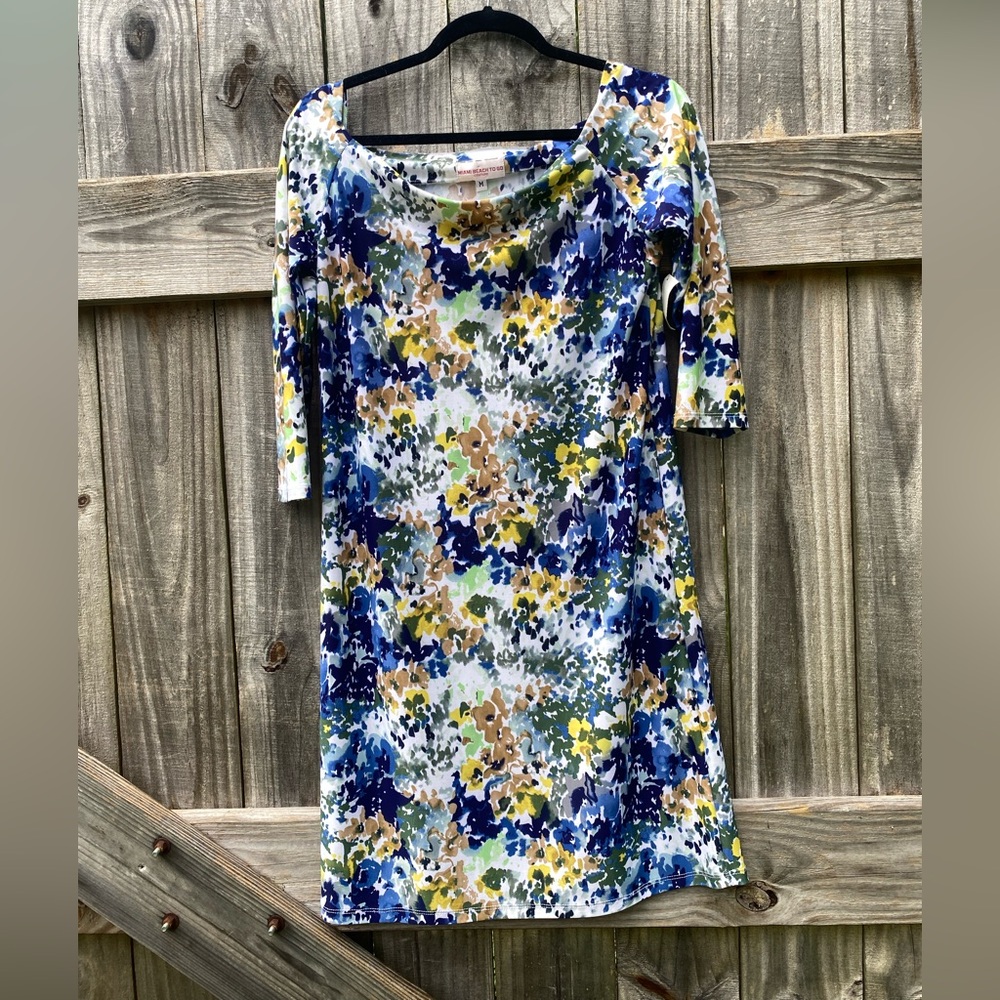 Miami Beach To Go Couture Floral Multicolor Dress NWT Size M
